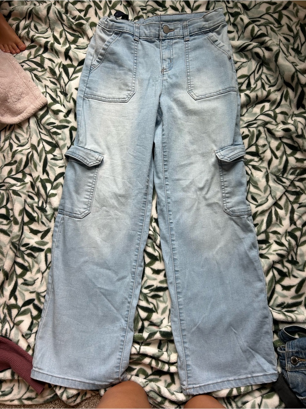 wonder nation Light Blue Wide-Leg Cargo Jeans